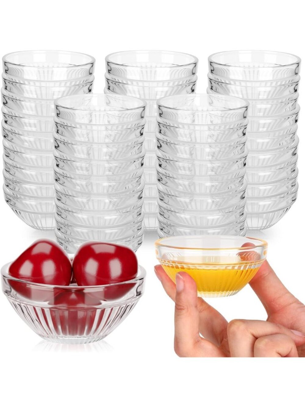 50 Pack Mini Glass Bowls - 3 Inch Stackable Ramekins, 2.5 oz for Baking